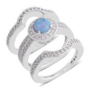 Lab Created Opal/Simulated Diamond Ring